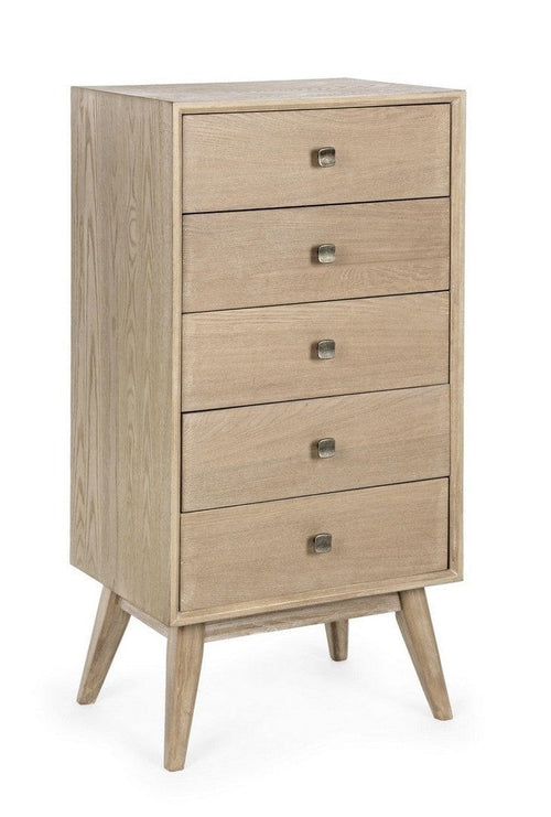 Bizzotto Cabinet din lemn de frasin, cu 5 sertare Alannis Natural, l48xA35xH99 cm