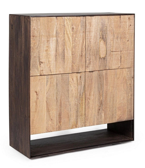 Bizzotto Cabinet din lemn de mango si furnir, cu 4 usi, Gunter Wenge / Natural, l100xA40xH110 cm