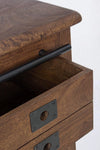 Bizzotto Cabinet din lemn de mango si metal, cu 4 sertare si 1 usa Jupiter Nuc / Negru, l90xA46xH100 cm
