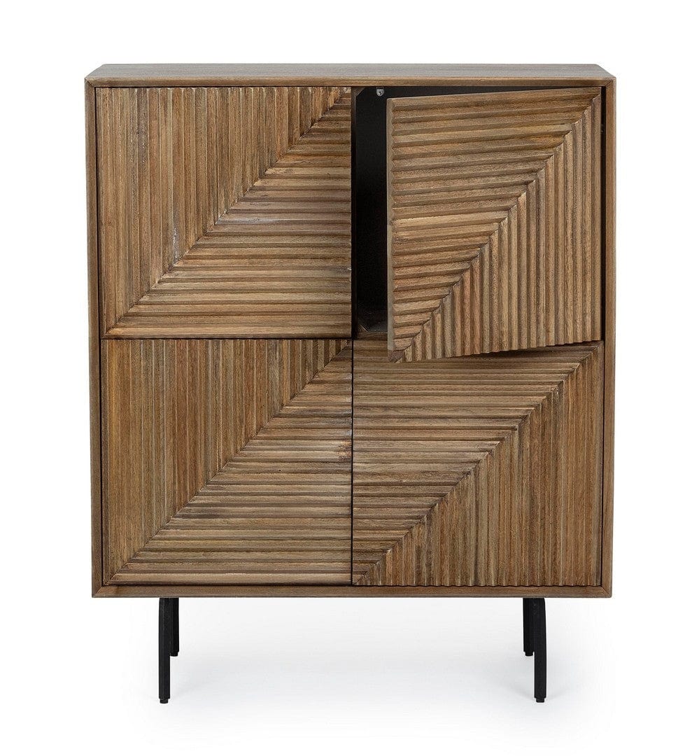 Bizzotto Cabinet din lemn de mango si metal, cu 4 usi, Darsey Natural, l92xA40xH110 cm