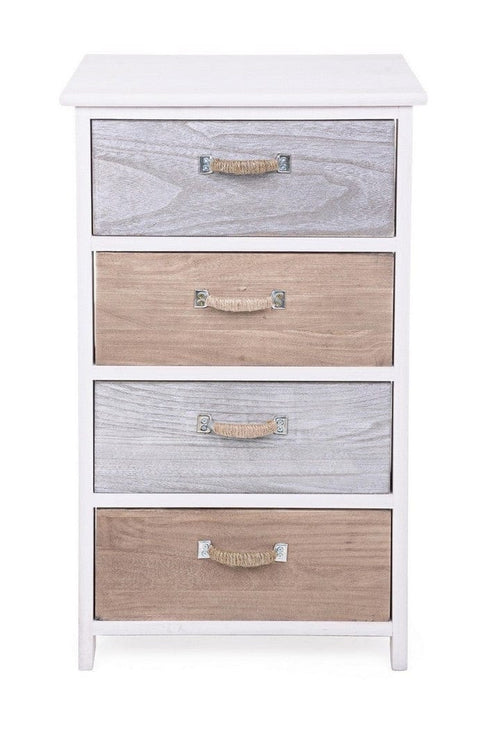 Bizzotto Cabinet din lemn de Paulownia, cu 4 sertare Meredith Ivoir / Gri / Maro, l40xA29xH73 cm