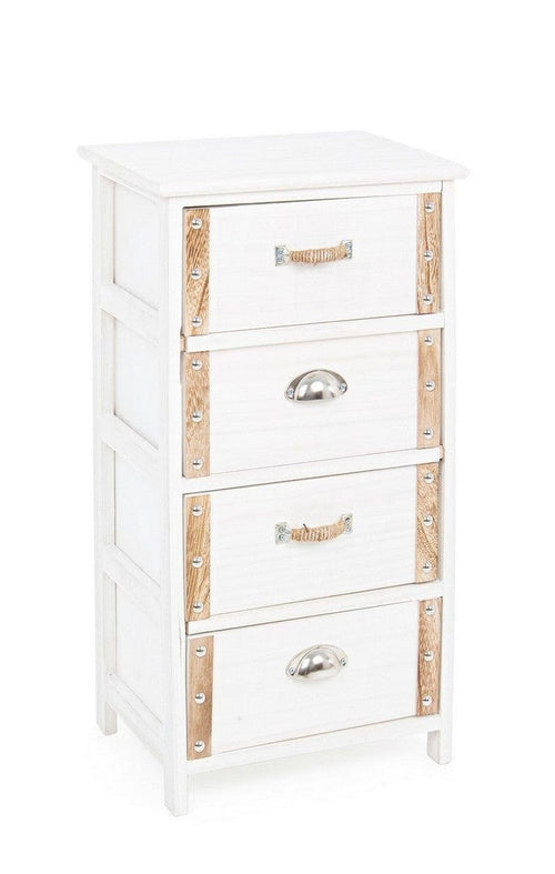 Bizzotto Cabinet din lemn de Paulownia, cu 4 sertare Romance Alb / Natural, l40xA29xH73 cm