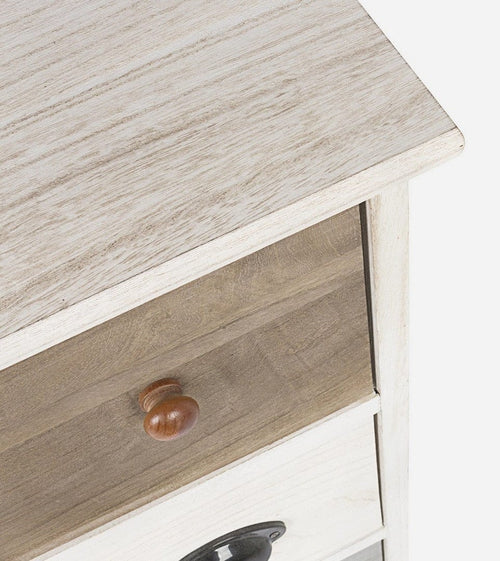 Bizzotto Cabinet din lemn de Paulownia si MDF, cu 5 sertare Madyson Slim Ivoir / Gri, l26xA32xH98 cm