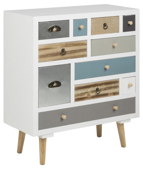 Actona Cabinet din lemn si MDF, cu 11 sertare Thais Multicolor, l70xA32xH81 cm