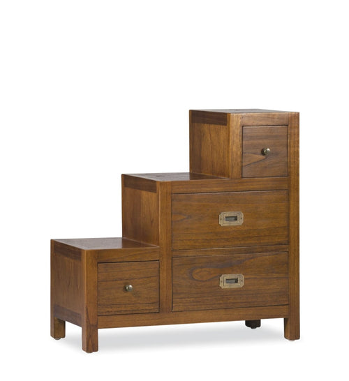 Moycor Cabinet din lemn si furnir, cu 4 sertare, Star Right Nuc, l70xA35xH70 cm