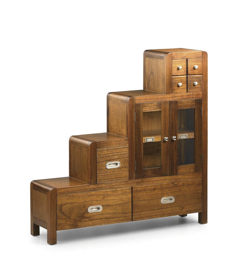 Moycor Cabinet din lemn si furnir, cu 7 sertare si 2 usi, Flash Right Nuc, l98xA25xH98 cm