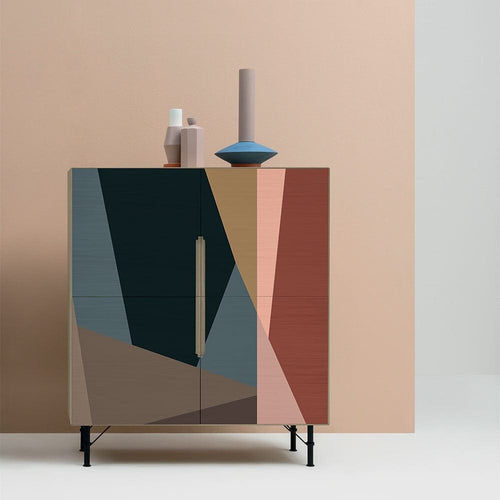 Icon's Milano Cabinet din lemn si metal, cu 4 usi, Dispensa 108 Colorfield A Multicolor, l120xA50xH140 cm