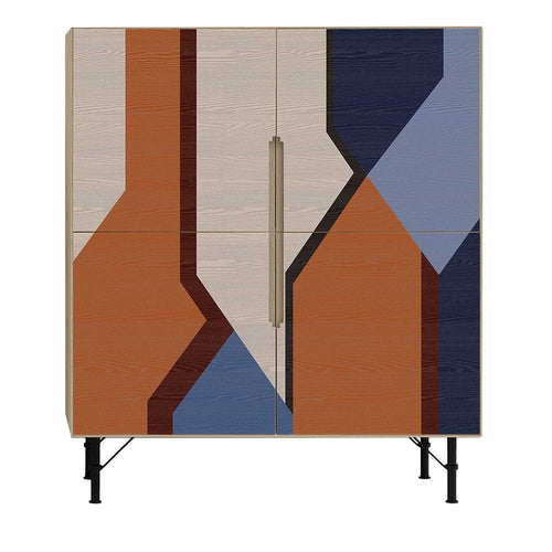 Icon's Milano Cabinet din lemn si metal, cu 4 usi, Dispensa 108 Colorfield B Multicolor, l120xA50xH140 cm