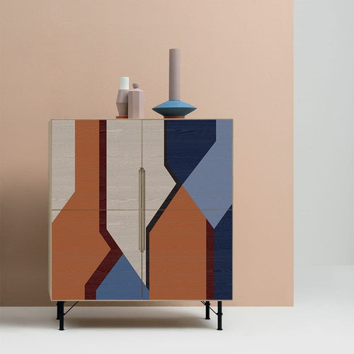 Icon's Milano Cabinet din lemn si metal, cu 4 usi, Dispensa 108 Colorfield B Multicolor, l120xA50xH140 cm