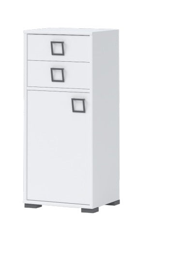 Cabinet din pal cu 2 sertare si 1 usa, pentru copii, Kiki OR12 Small Alb, l44xA37xH102 cm