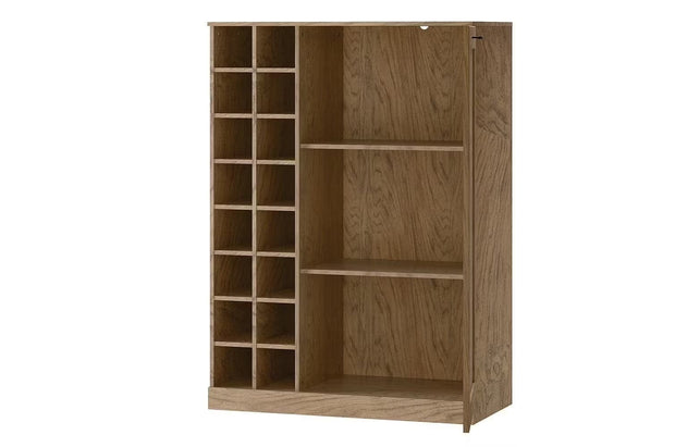 Szynaka Cabinet din pal, furnir si lemn, cu 1 usa si suport sticle, Cozy 15 Stejar Rustic, l100xA50xH140 cm
