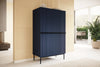 Bogart Albastru Cabinet din pal, MDF si metal, cu 2 sertare si 2 usi, Nicole 100-2D2SZ Negru, l100xA45xH160 cm