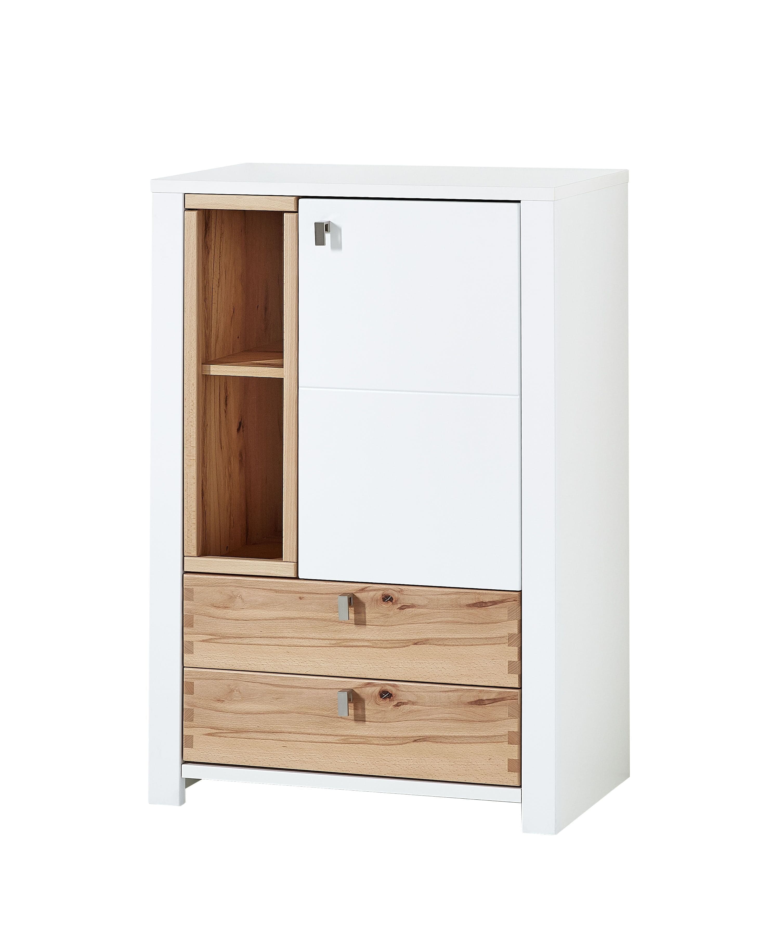 Innostyle Cabinet hol din pal si MDF cu 2 sertare si 1 usa, Selina Alb / Natur, l73xA41xH106 cm