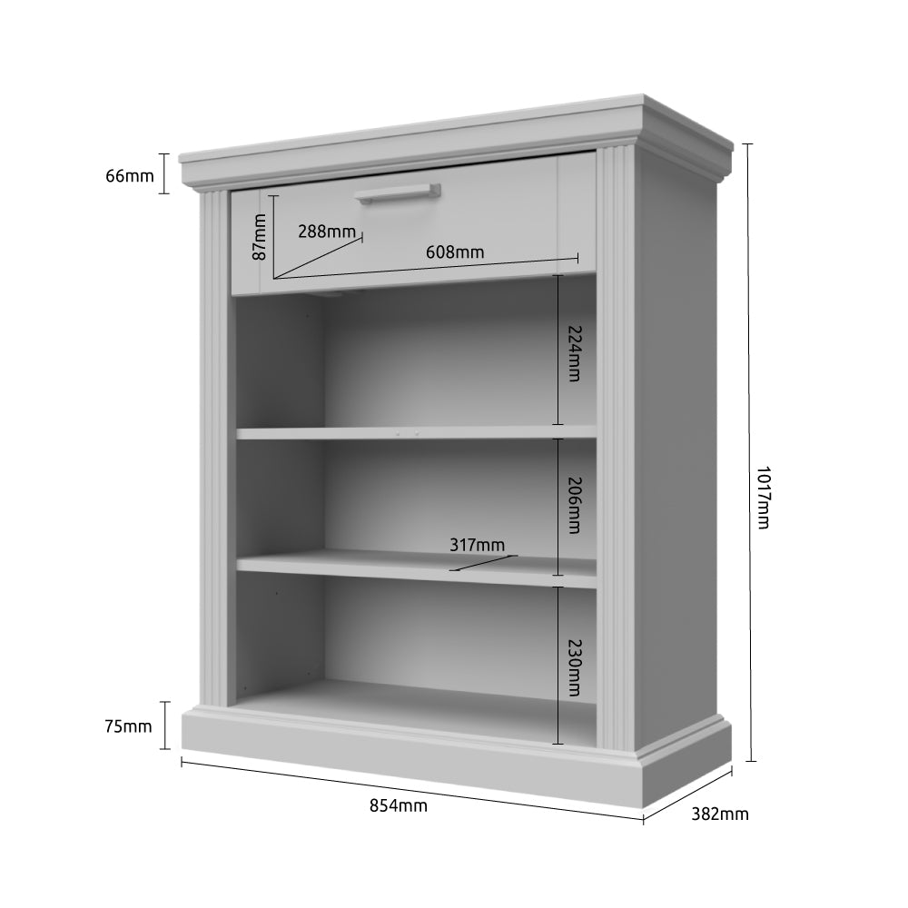 Cabinet hol din pal si MDF, cu 2 usi si 1 sertar, Tara CPL21 Grafit / Nuc Pacific, l86xA38xH102 cm (6)