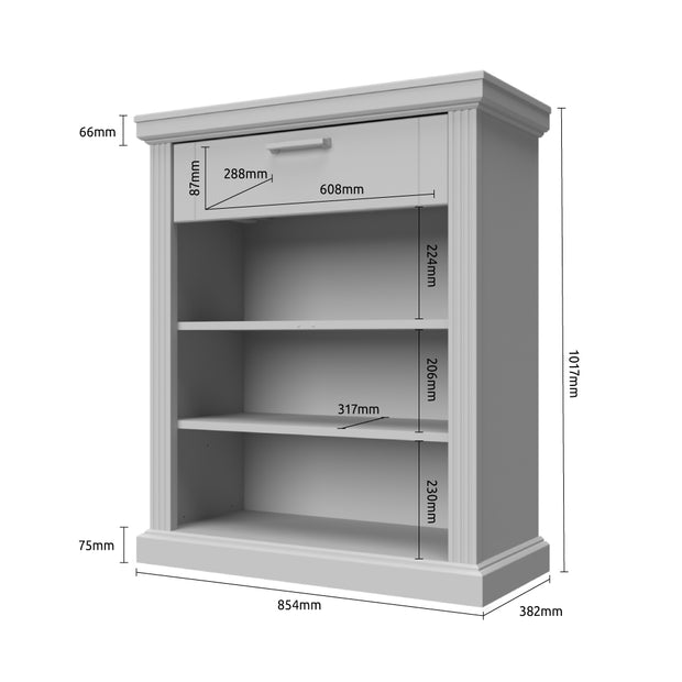 Cabinet hol din pal si MDF, cu 2 usi si 1 sertar, Tara CPL21 Grafit / Nuc Pacific, l86xA38xH102 cm (6)