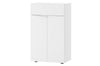 Cabinet hol din pal si MDF, cu 1 sertar si 2 usi, Lucca 07 Alb, l62xA38xH102 cm