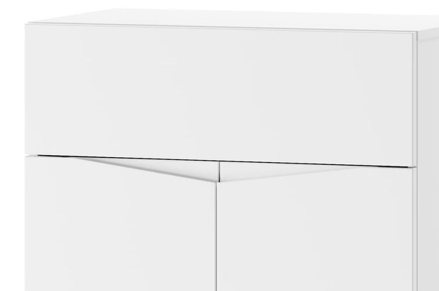 Cabinet hol din pal si MDF, cu 1 sertar si 2 usi, Lucca 07 Alb, l62xA38xH102 cm (3)