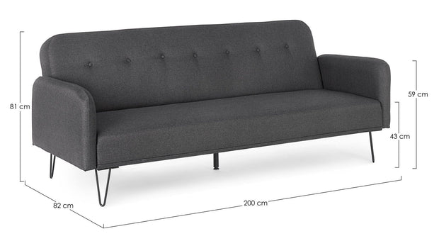 Canapea Bridjet Negru Extensibila cu Spuma Poliuretanica, 3 Locuri, Suprafata de Dormit 180x105 cm, tapitata cu Stofa, l200xA82xH81 cm (12)