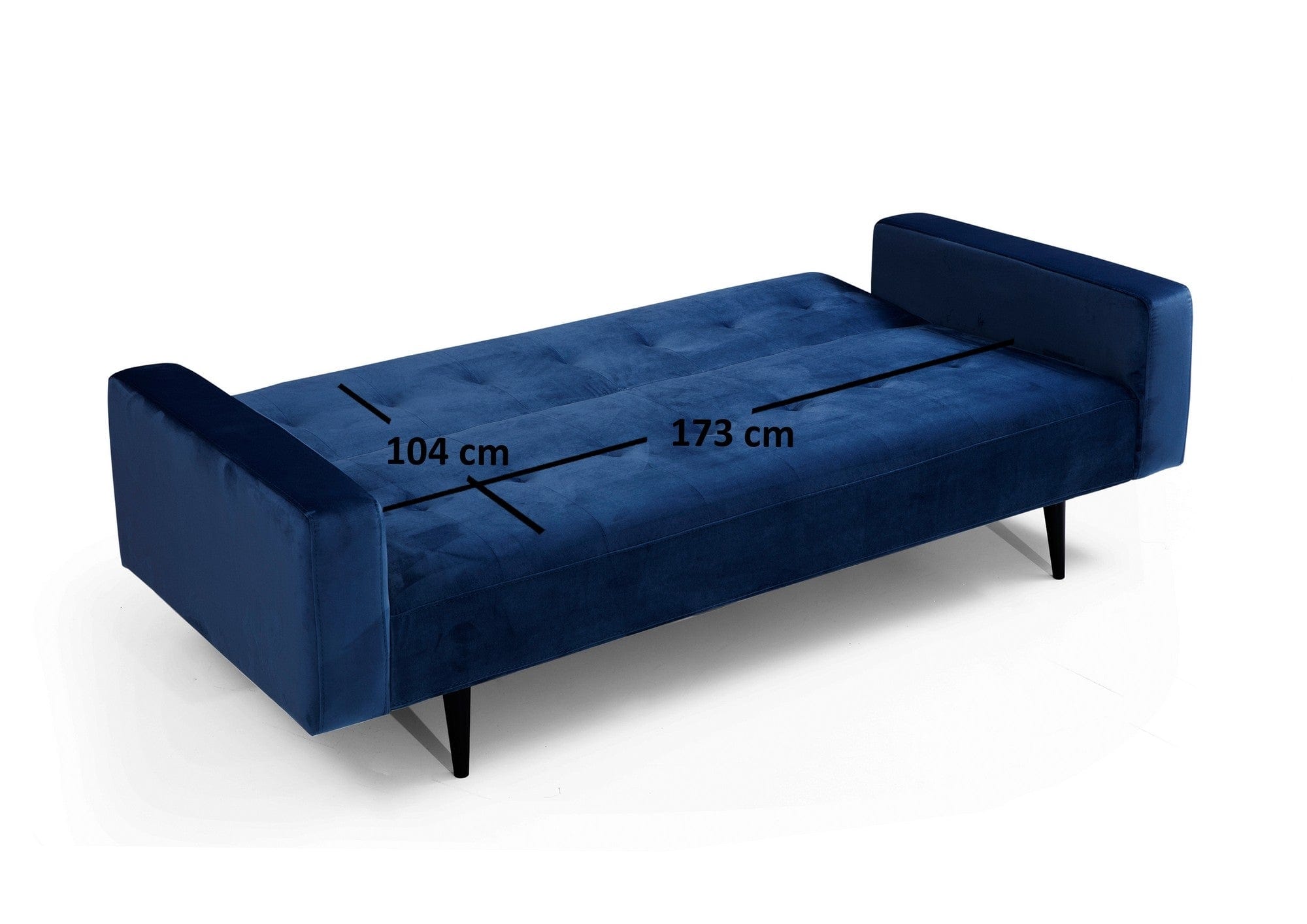 Canapea Derry Velvet Bleumarin Extensibila, cu Spuma Poliuretanica, 3 Locuri, Suprafata de Dormit 173x104 cm, tapitata cu Stofa Easy Clean, Perne Incluse, l205xA88xH80 cm (7)