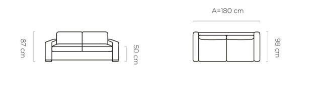 Canapea Extensibila, 2 Locuri, Vanilis 120, l180xA98xH87 cm (7)