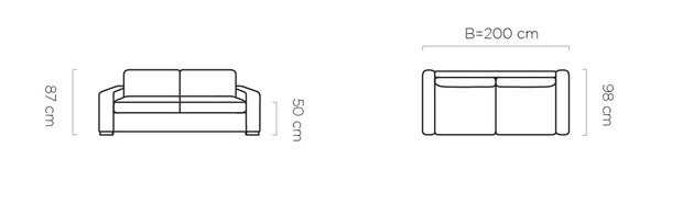 Canapea Extensibila, 2 Locuri, Vanilis 140, l200xA98xH87 cm (7)