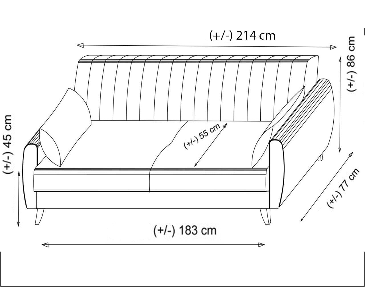 Canapea extensibila 3 locuri, Alkon Gri Inchis, l214xA77xH86 cm (6)