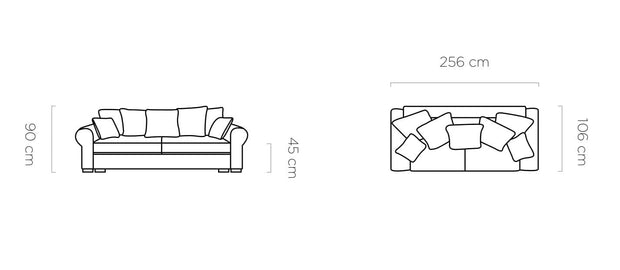 Canapea Extensibila, 3 Locuri, Lada de Depozitare, Perne Incluse, Delix, l256xA106xH90 cm (5)