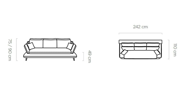 Canapea Extensibila, 3 Locuri, Lada de Depozitare, Perne Incluse, Mate, l242xA110xH75 cm (4)