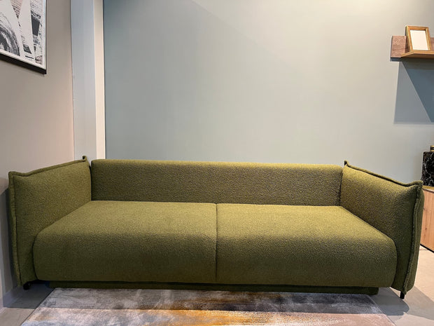 Canapea Extensibila, 3 Locuri, Lada de Depozitare, tapitata cu stofa, Perne Incluse, Amalia Verde Olive, l232xA105xH90 cm (2)