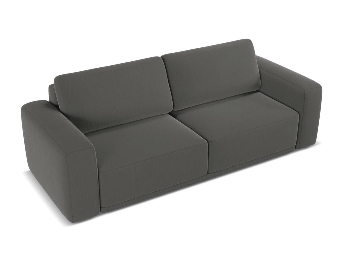 Makamii Canapea Extensibila, 3 locuri, Tapitata cu Stofa, Kaila Velvet 3SF-C2 Gri Inchis / Negru, l242xA100xH91 cm