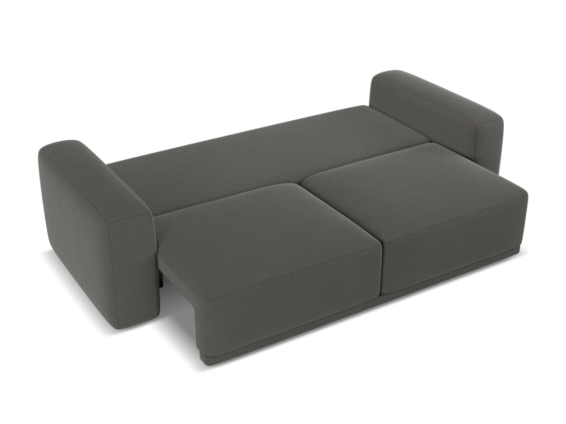 Makamii Canapea Extensibila, 3 locuri, Tapitata cu Stofa, Kaila Velvet 3SF-C2 Gri Inchis / Negru, l242xA100xH91 cm