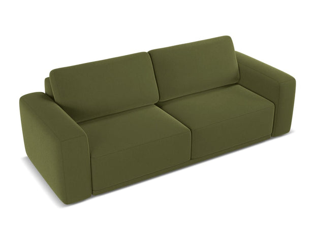 Makamii Canapea Extensibila, 3 locuri, Tapitata cu Stofa, Kaila Velvet 3SF-C23 Verde Olive / Negru, l242xA100xH91 cm