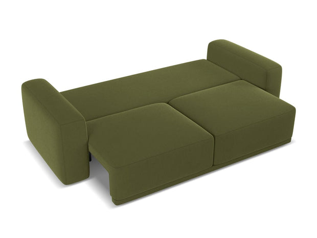 Makamii Canapea Extensibila, 3 locuri, Tapitata cu Stofa, Kaila Velvet 3SF-C23 Verde Olive / Negru, l242xA100xH91 cm