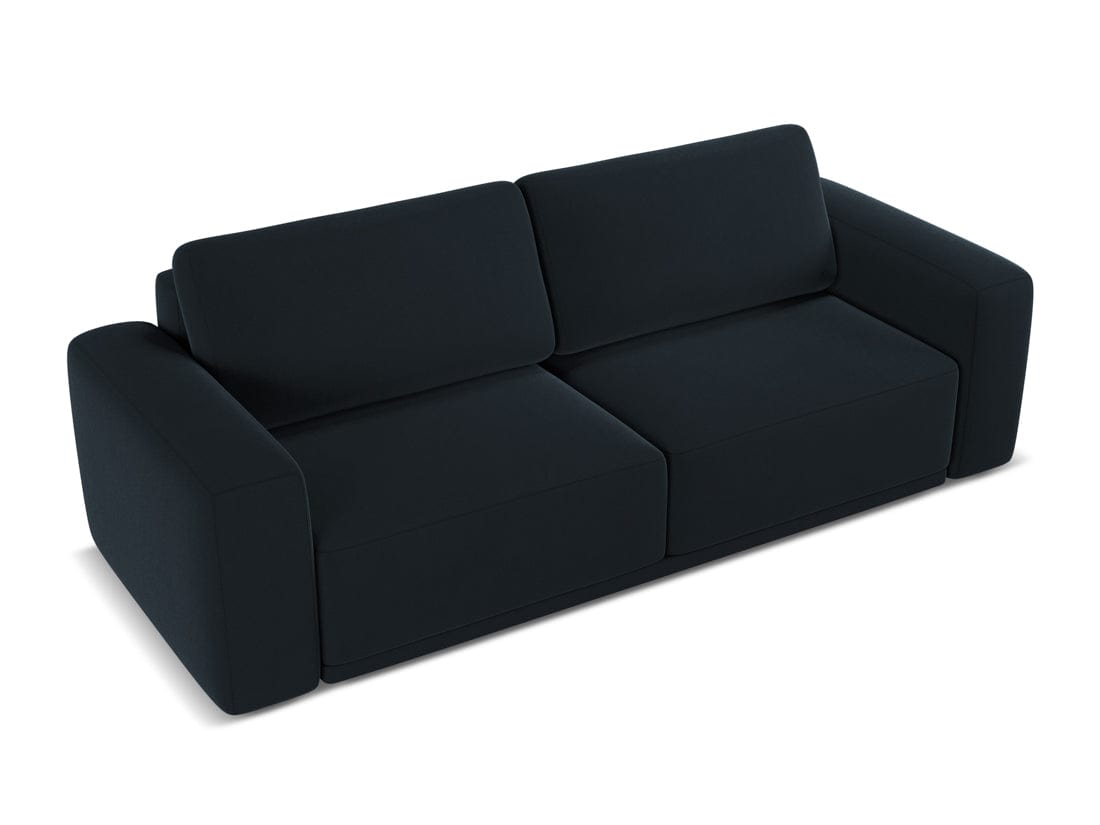 Makamii Canapea Extensibila, 3 locuri, Tapitata cu Stofa, Kaila Velvet 3SF-C29 Albastru Royal / Negru, l242xA100xH91 cm