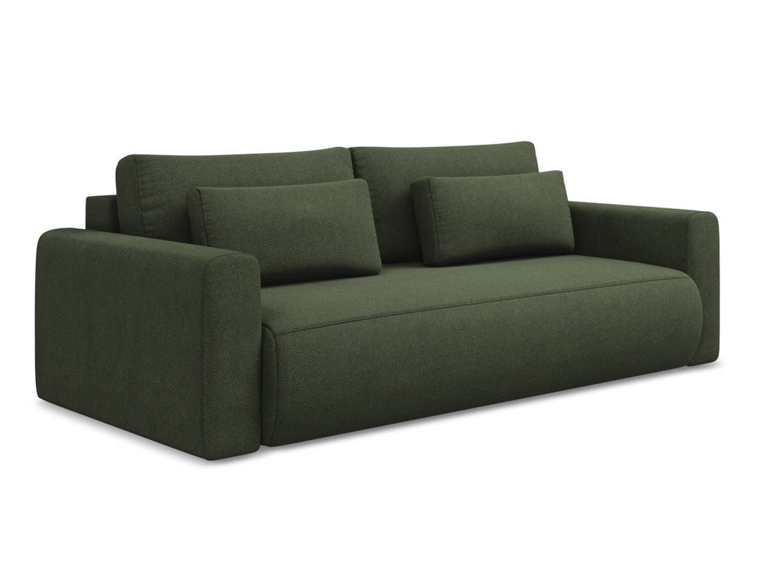 Makamii Canapea Extensibila, 3 locuri, Tapitata cu Stofa, Lada de Depozitare, Kapua 3SF-C2 Verde Olive / Negru, l238xA105xH82 cm