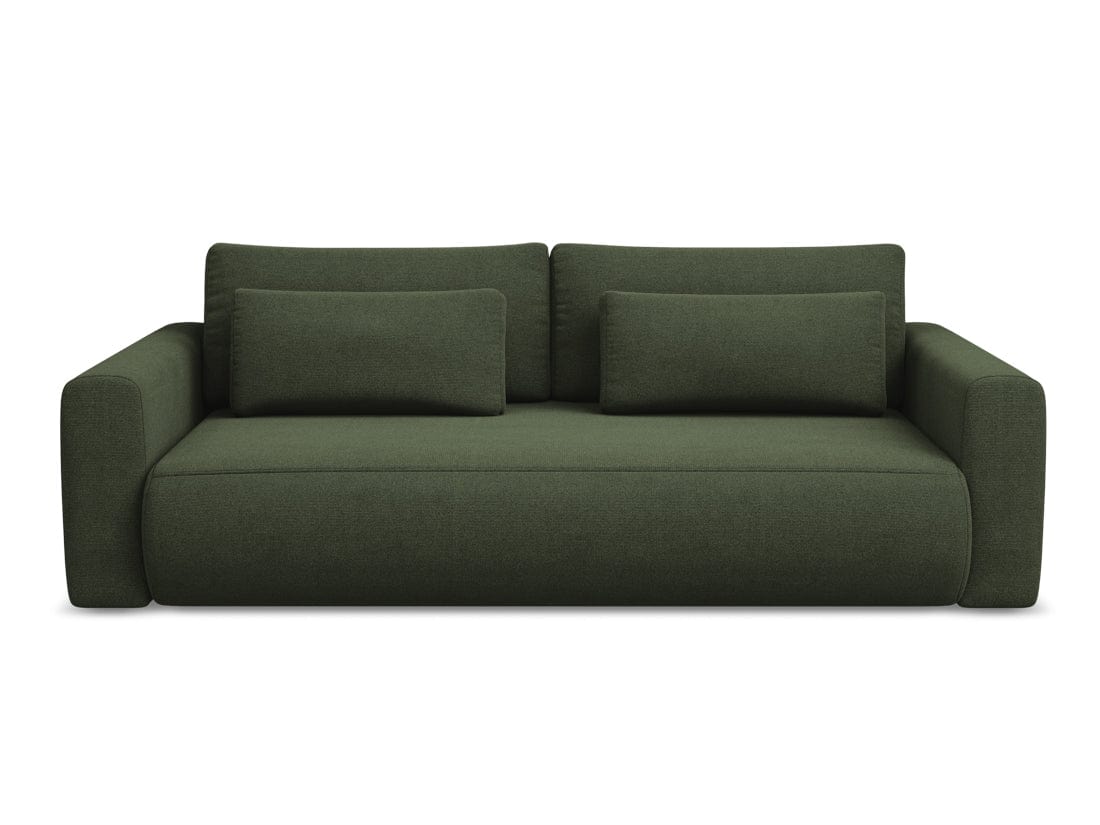 Makamii Canapea Extensibila, 3 locuri, Tapitata cu Stofa, Lada de Depozitare, Kapua 3SF-C2 Verde Olive / Negru, l238xA105xH82 cm