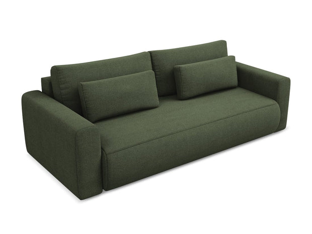 Makamii Canapea Extensibila, 3 locuri, Tapitata cu Stofa, Lada de Depozitare, Kapua 3SF-C2 Verde Olive / Negru, l238xA105xH82 cm