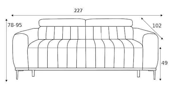 Canapea Extensibila, 3 Locuri, Tetiere Reglabile, Gandis 160, l227xA102xH78-95 cm (7)