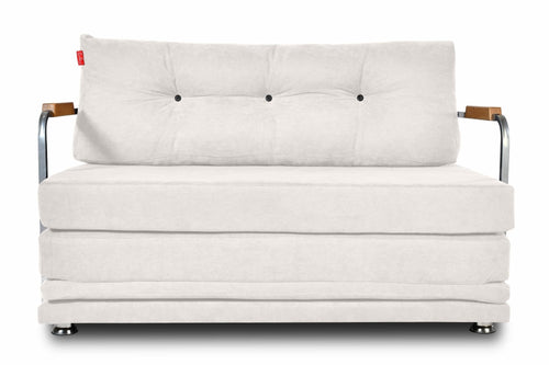 Canapea extensibila, stofa si cadru metalic, 2 locuri Cushion Crem, l125xA73xH80 cm - SomProduct Romania