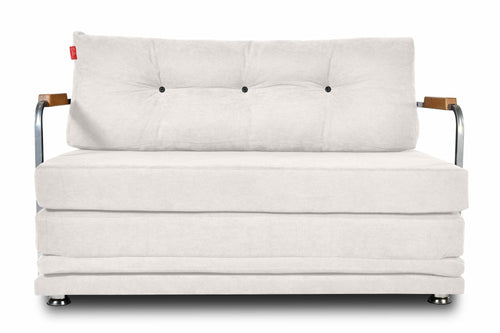 Oyo Canapea extensibila, stofa si cadru metalic, 2 locuri Cushion Crem, l125xA73xH80 cm