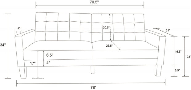 Dorel Home Canapea extensibila tapitata cu stofa, 3 locuri Porter Albastru / Maro, l198xA79xH85 cm