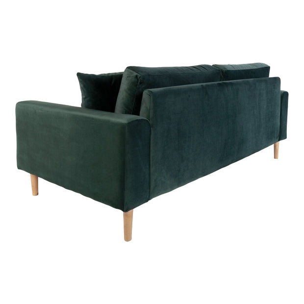 House Nordic Canapea Fixa, 2,5 Locuri, tapitat cu stofa, Perne Incluse, Lido S Velvet Verde Inchis / Natural, l180xA93xH76 cm