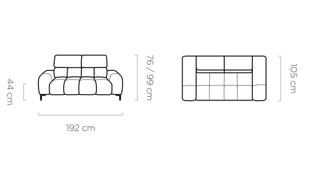 Canapea Fixa, 2 Locuri, Mecanism Electric Relax, Tetiere Reglabile, Palas II, l192xA105xH76-99 cm (8)
