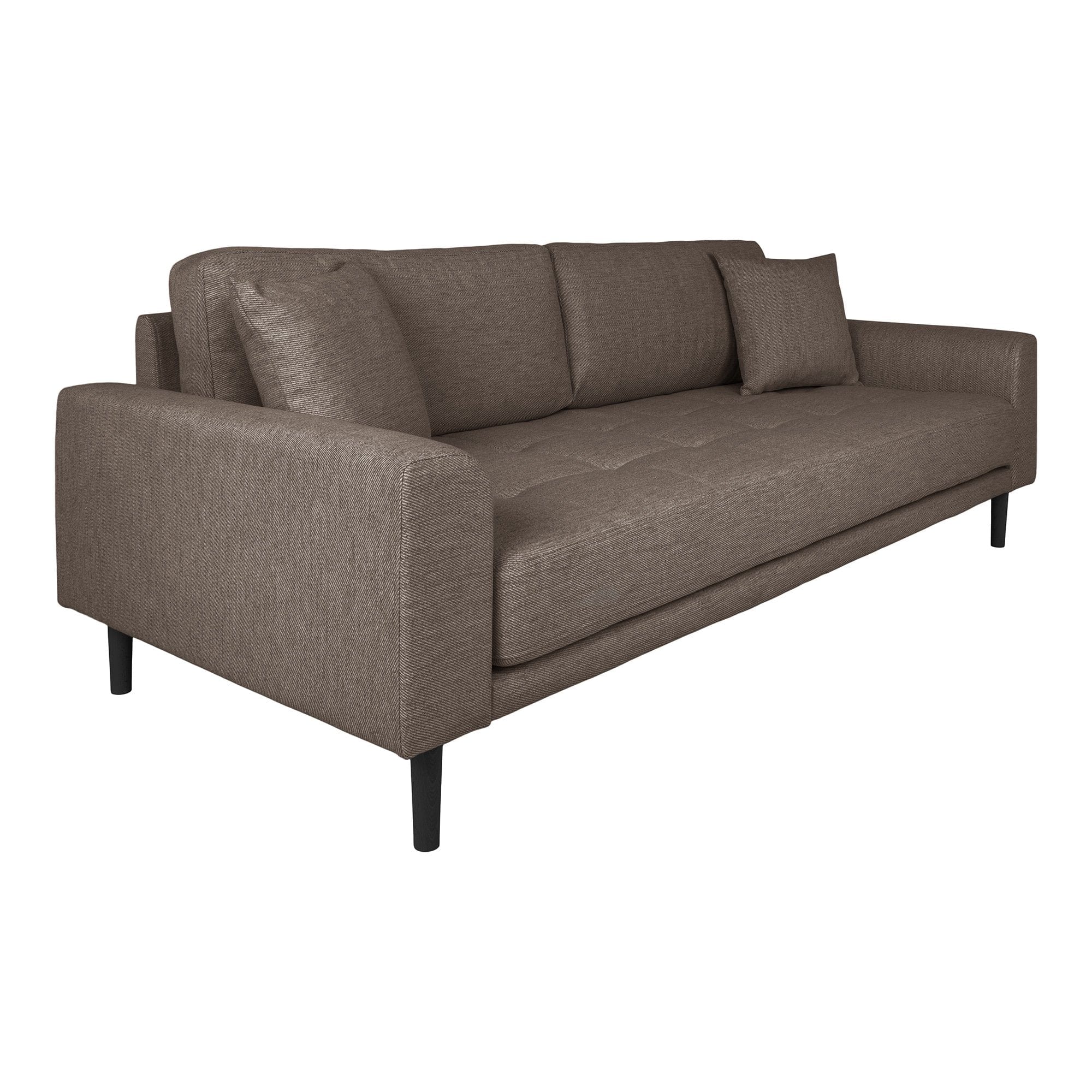 House Nordic Canapea Fixa, 3 Locuri, tapitat cu stofa, Perne Incluse, Lido M Cappuccino / Negru, l210xA93xH76 cm