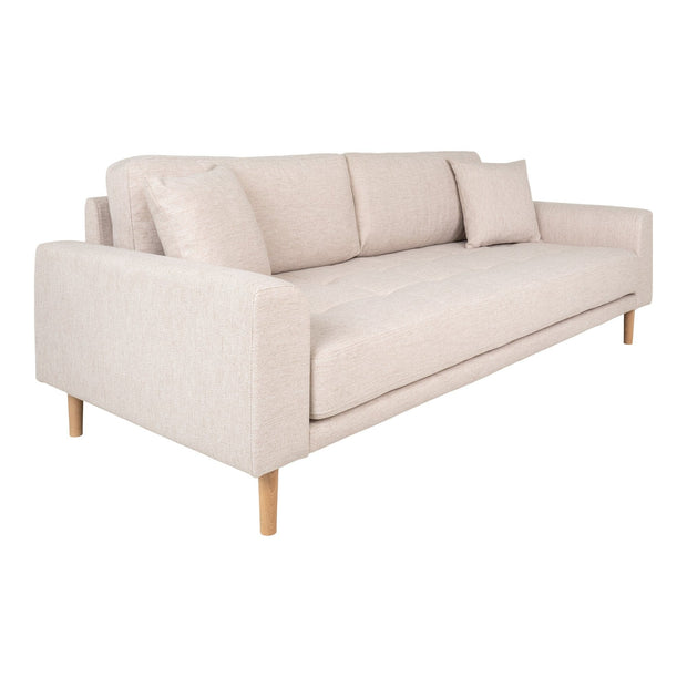 House Nordic Canapea Fixa, 3 Locuri, tapitat cu stofa, Perne Incluse, Lido M Crem / Natural, l210xA93xH76 cm