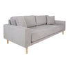 House Nordic Canapea Fixa, 3 Locuri, tapitat cu stofa, Perne Incluse, Lido M Gri Deschis / Natural, l210xA93xH76 cm