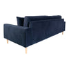 House Nordic Canapea Fixa, 3 Locuri, tapitat cu stofa, Perne Incluse, Lido M Velvet Bleumarin / Natural, l210xA93xH76 cm