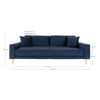 House Nordic Canapea Fixa, 3 Locuri, tapitat cu stofa, Perne Incluse, Lido M Velvet Bleumarin / Natural, l210xA93xH76 cm