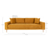 House Nordic Canapea Fixa, 3 Locuri, tapitat cu stofa, Perne Incluse, Lido M Velvet Mustariu / Natural, l210xA93xH76 cm