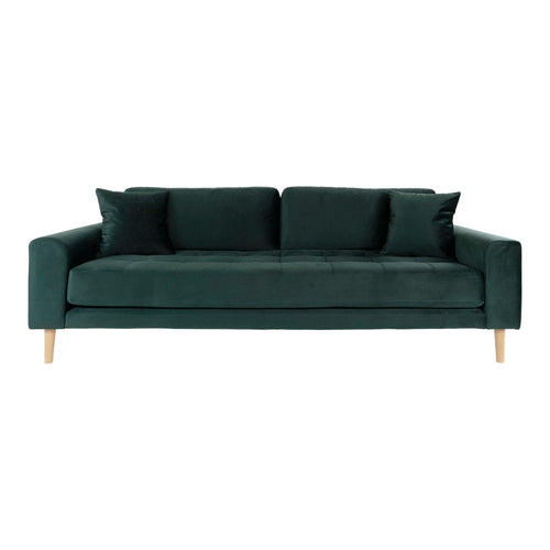 House Nordic Canapea Fixa, 3 Locuri, tapitat cu stofa, Perne Incluse, Lido M Velvet Verde Inchis / Natural, l210xA93xH76 cm